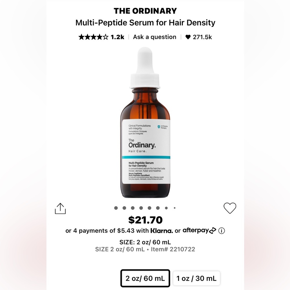 NIB The Ordinary Multi-Peptide Serum for Hair Density